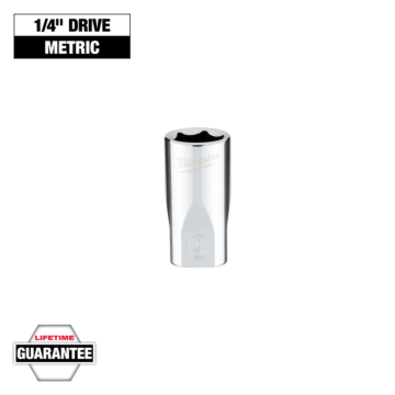 Milwaukee 1/4" Drive 9mm Metric Socket with FOUR FLAT™ Sides