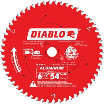 Diablo 6-1/2 In. x 54-Tooth Medium Aluminum Cutting Saw Blade