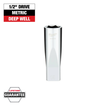 Milwaukee 1/2" Drive 18MM Metric 6-Point Deep Socket with FOUR FLAT™ Sides