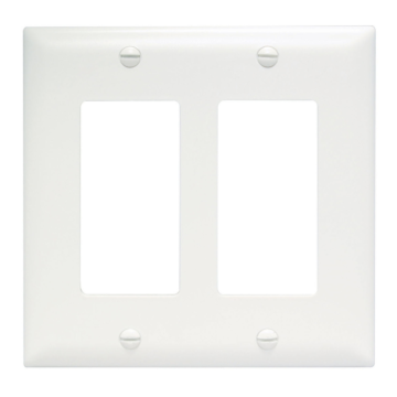 Thermoplastic Two-Gang Decorator Wall Plate, White