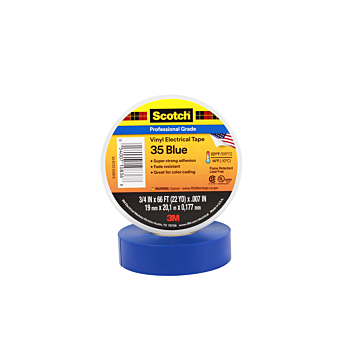 Scotch Vinyl Color Coding Electrical Tape 35, 3/4 in x 66 ft, Blue