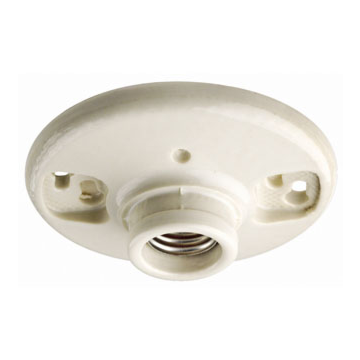 One-Piece Glazed Porcelain Outlet Box Mount, Aluminum, White