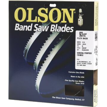 Olson 93-1/2 In. x 1/2 In. 3 TPI Hook Flex Back Band Saw Blade