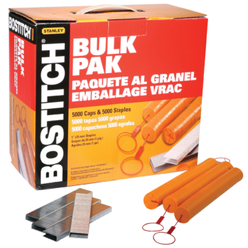 BOSTITCH 5,000 Qty- 1 in. Caps and Staples - Bulk Pack