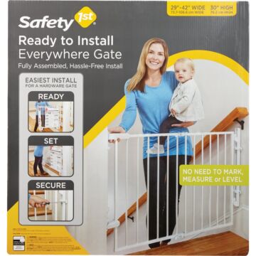 Safety 1 Ready to Install White Top of Stairs Safety Gate
