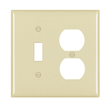 Combination Openings, 1 Toggle Switch and 1 Duplex Receptacle, Two Gang, Ivory