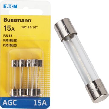 Bussmann 15-Amp 32-Volt AGC Glass Tube Automotive Fuse (5-Pack)