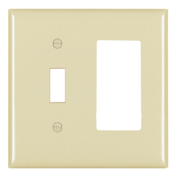 Pass  Seymour Combination Openings, 1 Toggle Switch and 1 Decorator, Two Gang, Ivory