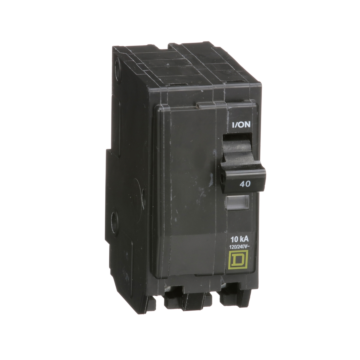 Square D Mini circuit breaker, QO, 40A, 2 pole, 120/240VAC, 10kA, plug in, consumer pack