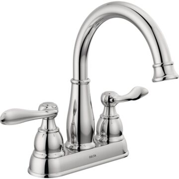 Delta Windmere Chrome 2-Handle Lever 4 In. Centerset Bathroom Faucet and Push Pop-Up with Overflow