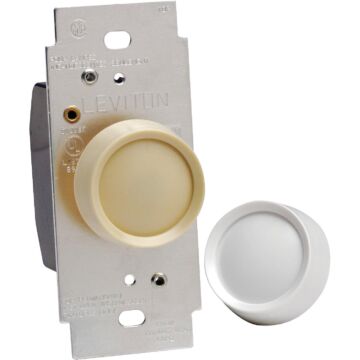 Leviton White/Light Almond Universal Push On-Off Rotary Dimmer Switch