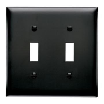 Toggle Switch Openings, Two Gang, Black
