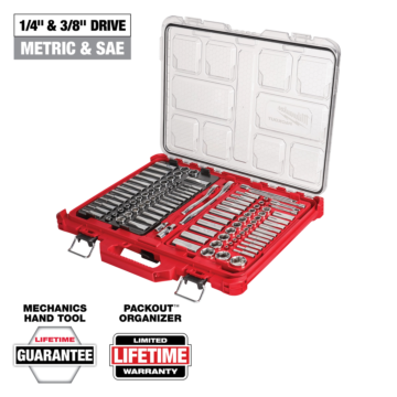 Milwaukee 106pc 1/4" and 3/8" Metric & SAE Ratchet and Socket Set with PACKOUT™ Low-Profile Organizer