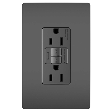 Pass & Seymour radiant® 15A Duplex Self-Test GFCI Receptacles with SafeLock® Protection, BlackRetail Pkg