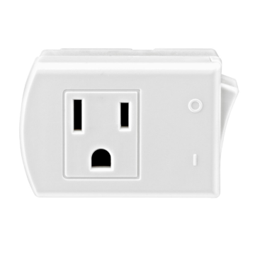 15 Amp Plug-In Switch Tap with On/Off Switch , Grounding, White