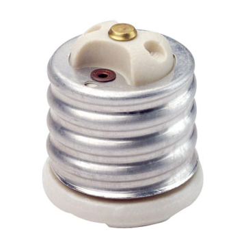 Mogul-Medium Base, One-Piece, Adapters and Extensions, Incandescent, Glazed Porcelain Lampholder,  , To Be Used in Porcelain Sockets Only - White