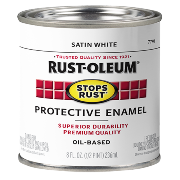 Stops Rust® Spray Paint and Rust Prevention - Protective Enamel Brush-On Paint - Half-Pint Satin - Satin White