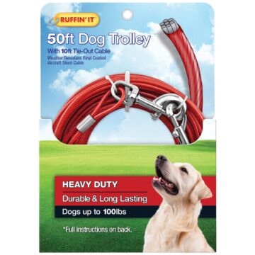 Westminster Pet Ruffin' it 50 Ft. Red Steel Dog Cable Trolley