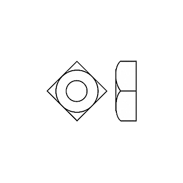 Square Nut, Grade 2, Zinc Coated, 3/8-16 Thread
