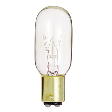 Satco 15 Watt T7 Incandescent - Clear - 2500 Average rated hours - 95 Lumens - DC Bay base - 130 Volt - Carded