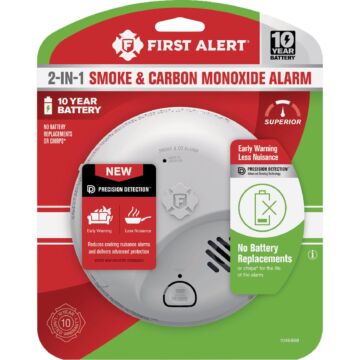 First Alert 2-In-1 10-Year Battery Ionization Carbon Monoxide and Smoke Alarm