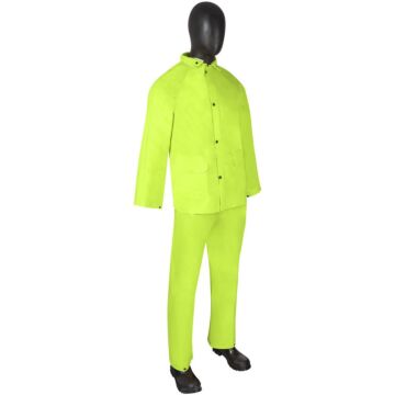 DuraWear™ 3-Piece Hooded Rainsuit (Hi-Vis Green)