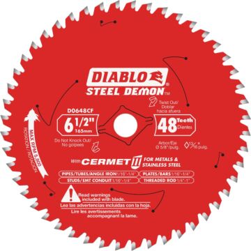 Diablo Steel Demon 6-1/2 in. x 48 Tooth Cermett II Carbide Metals and Stainless Steel Cutting Saw Blade
