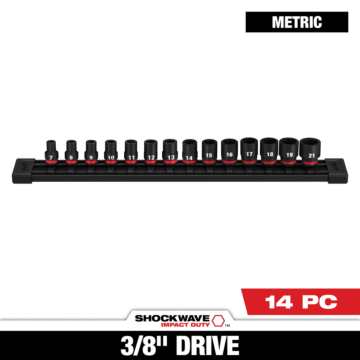 Milwaukee 14PC SHOCKWAVE™ Impact Duty 3/8" Drive Metric Standard 6 Point Socket Set