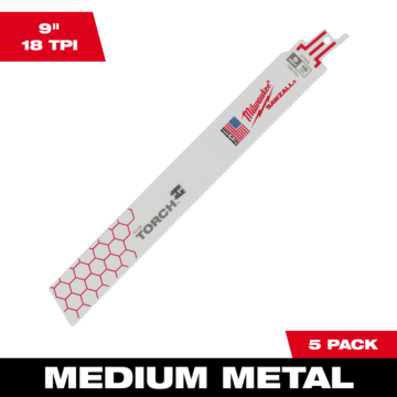 Milwaukee 9" 18 TPI TORCH™ SAWZALL® Blade for Medium Metal (5 PK)