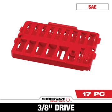 Milwaukee 17PC SHOCKWAVE™ Impact Duty Socket 3/8” Drive SAE TRAY ONLY