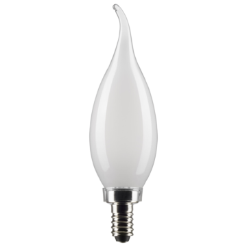 Satco 4 Watt CA10 LED Filament - Frosted - Candelabra Base - 2700K - 350 Lumens - 120 Volt - 2-Pack