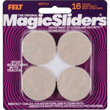 Magic Sliders 1-1/2 In. Round Oatmeal Self-Adhesive Heavy-Duty Furniture Pad (16-Pack)