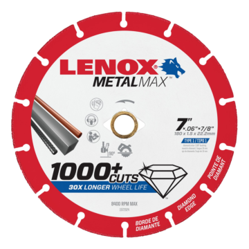 LENOX Tools Metalmax Cut Off Wheel, Diamond Edge, 7-Inch X 7/8-Inch