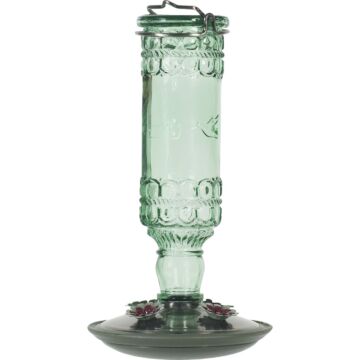 Perky-Pet 10 Oz. Green Glass Antique Bottle Hummingbird Feeder