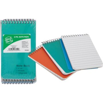 Smart Savers 3 In. x 5 In. White 50-Sheet Top Spiral Bound Note Pad (3-Pack)