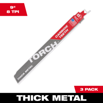Milwaukee 9" 8 TPI TORCH™ with Carbide Teeth SAWZALL® Blades (3 PK)