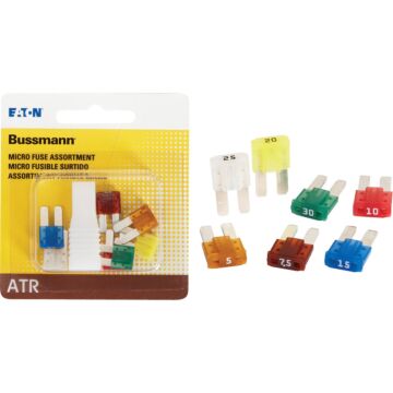 Bussmann ATR (Micro II) Fuse Assortment with Fuse Puller (7-Piece)