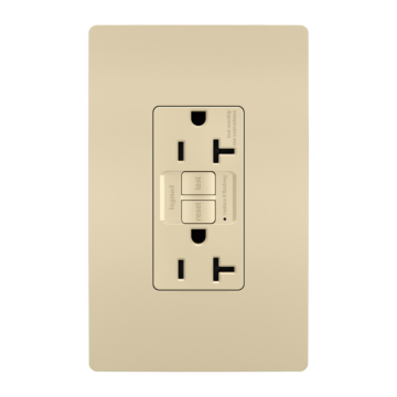 Pass & Seymour radiant® Tamper-Resistant 20A Duplex Self-Test GFCI Receptacle with SafeLock® Protection, Ivory