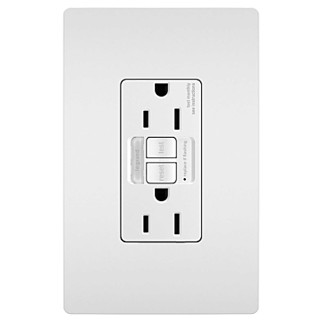 radiant® Tamper-Resistant 15A Duplex Self-Test GFCI Receptacles with SafeLock® Protection and Night Light, White CC
