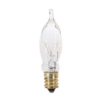 Satco 7.5 Watt CA5 Incandescent - Clear - 1500 Average rated hours - 40 Lumens - Candelabra base - 120 Volt