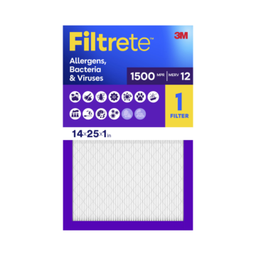3M Filtrete™ Allergens, Bacteria & Viruses Air Filter 1500 MPR 2004-4, 14 in x 25 in x 1 in (35.5 cm x 63.5 cm x 2.5 cm)