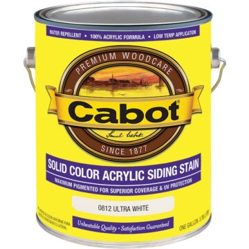 Cabot Solid Color Acrylic Siding Exterior Stain, Ultra White, 1 Gal.