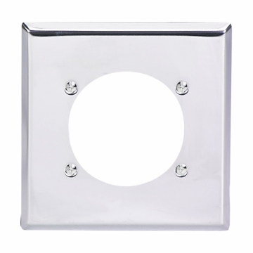 Eaton Power outlet and locking wallplate, Chrome, 2.47" Hole Cutout, Chrome (UL), Two- gang, Standard, ED Box