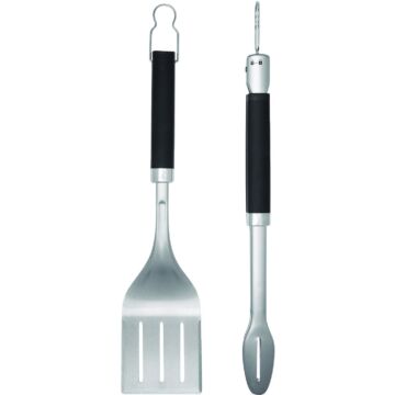 Weber Precision Non-Slip Grip Stainless Steel 2-Piece Grill Tongs & Spatula Set