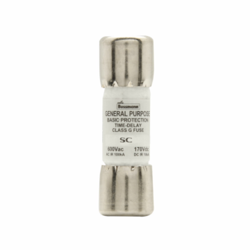 Eaton Bussmann series SC fuse, Current-limiting fast acting fuse, Rejection style, 6 A, Class G, Non-indicating, Ferrule end x ferrule end, 100 kAIC at 600 Vac,10 kAIC at 170 Vdc, Standard, 600 V, 170 Vdc