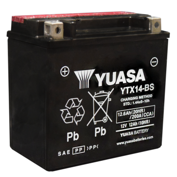 Yuasa YTX14-BS 12 V 12 Ah at 10 hr 1.4 A AGM Motorcycle Battery