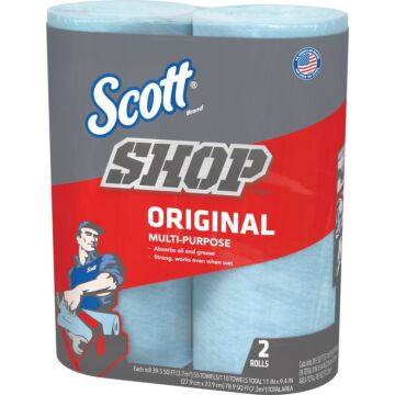 Scott 11 In. W x 9.4 In. L Disposable Original Shop Towel, (2-Roll/110-Sheets)