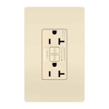 Pass & Seymour radiant® Tamper-Resistant 20A Duplex Self-Test GFCI Receptacle with SafeLock® Protection, Light Almond