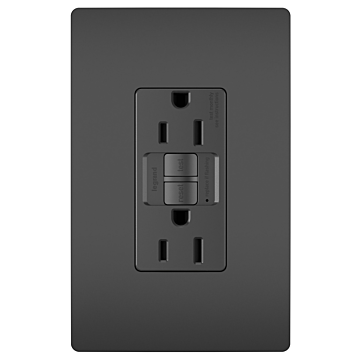 radiant® Tamper-Resistant 15A Duplex Self-Test GFCI Receptacles with SafeLock® Protection, Black CC