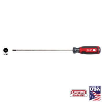 Milwaukee 3/16" Cabinet 8" Cushion Grip Screwdriver (USA)